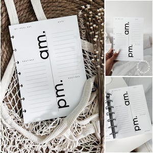 AM PM Routine Planner Printable | Minimalist Morning & Evening Routine Planner Insert | Daily Habit Tracker | A4 A5 A6 US Letter