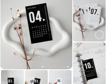 2027 Mini Calendar Printable | Dark Gray & White | Minimalist Calendar Insert | A5 Planner Accessory | Monthly Calendar | Instant Download