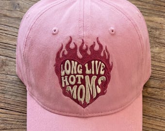 Gorra bordada "Long Live Hot Moms", gorra divertida y moderna para mamás, regalo de moda para el Día de la Madre, gorra de béisbol de estilo vintage para mujeres.