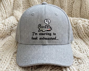 Gorro bordado de gato dormilón, gorra "Empiezo a sentirme agotado", gorro de gatito cansado y adorable, regalo divertido para amantes de los gatos, gorro unisex cómodo para papá.