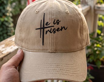Gorra bordada "Él ha resucitado", gorra cristiana con cruz, gorra de béisbol de Pascua, regalo religioso para hombres y mujeres, gorra unisex de culto, gorra gospel.