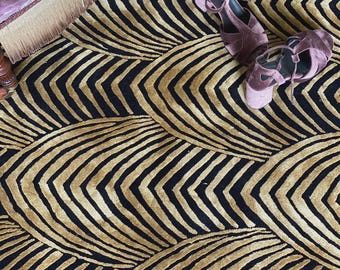 Zwart en goud luxe handgetuft tapijt zijde en wol Premium kwaliteit handgemaakte stijl tapijten voor woonkamer slaapkamer vloerkleed