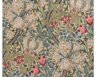 Vintage Lily Floral Rug with Hand Tufted Wool Area Carpet William Morris Inspired Botanical Rug Contemporary Wave Bedroom Living Room Decor