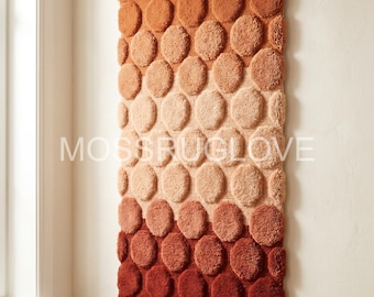 3D-wanddecoratie bellenblaas, met de hand getufte ombre-vezelkunst, modern terracotta muurdecor, getextureerde abstracte tapijtkunst, aardetinten boho woondecoratie