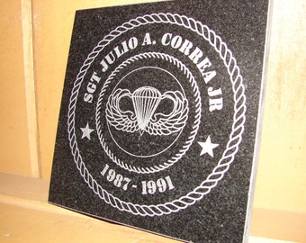 Stone Personalized Laser Tribute Plaque Gift or Award for Military, Fire Department, Law Enforcement & Fraternal Organizations