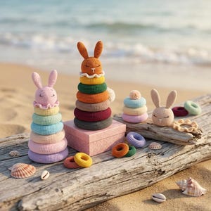 Bunny Stacking Toy Crochet Pattern PDF, Amigurumi Rabbit Stacker, Montessori Baby Learning Toy, Nursery Decor, DIY Gift