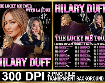 Hilary Duff Lucky Me Tour 2026 png-bestand tshirtontwerp (digitale download)