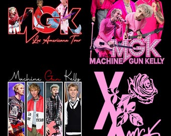 Bundel 4 png-bestand MGK machinegeweer Kelly Lost Americana Tour 2026 fanart: T-shirtontwerp png-bestand (digitale download)