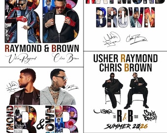 Bundel 4 png-bestand Usher Raymond Chris Brown Tour 2026 R&B PNG-t-shirtontwerp (digitale download)