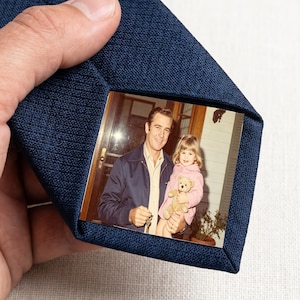 Parche de corbata con foto oculta personalizada, recuerdo de inserción de corbata con imagen personalizada, regalo sentimental de boda para el padre de la novia, el novio, papá, regalo de recuerdo para