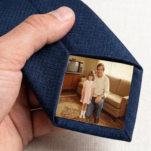 Custom Photo Tie Patch, Personalized Picture Tie Insert Keepsake, Secret Memory Gift for Father of Bride Groom Dad, Wedding Anniversary Gift