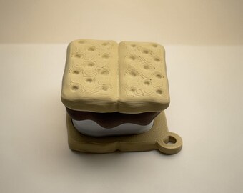 S’mores Fidget Clicker | 3D Printed PLA Desk Toy | Cute Campfire Snack Clicker | Pocket-Sized Stress Relief (2x2 in)