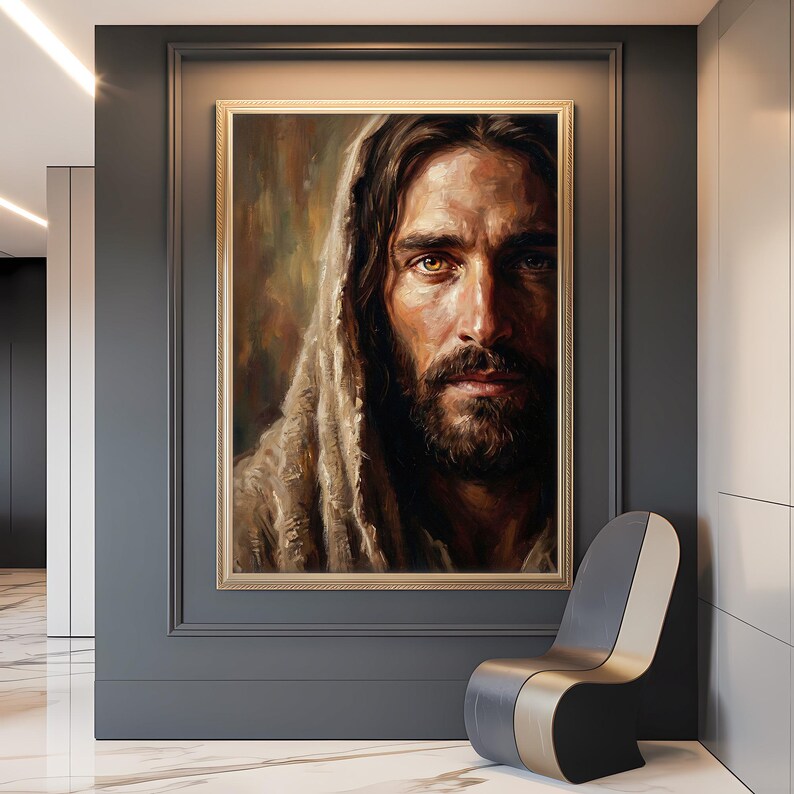 Jesus Face Portrait Printable Wall Art, Christian Devotional Digital ...