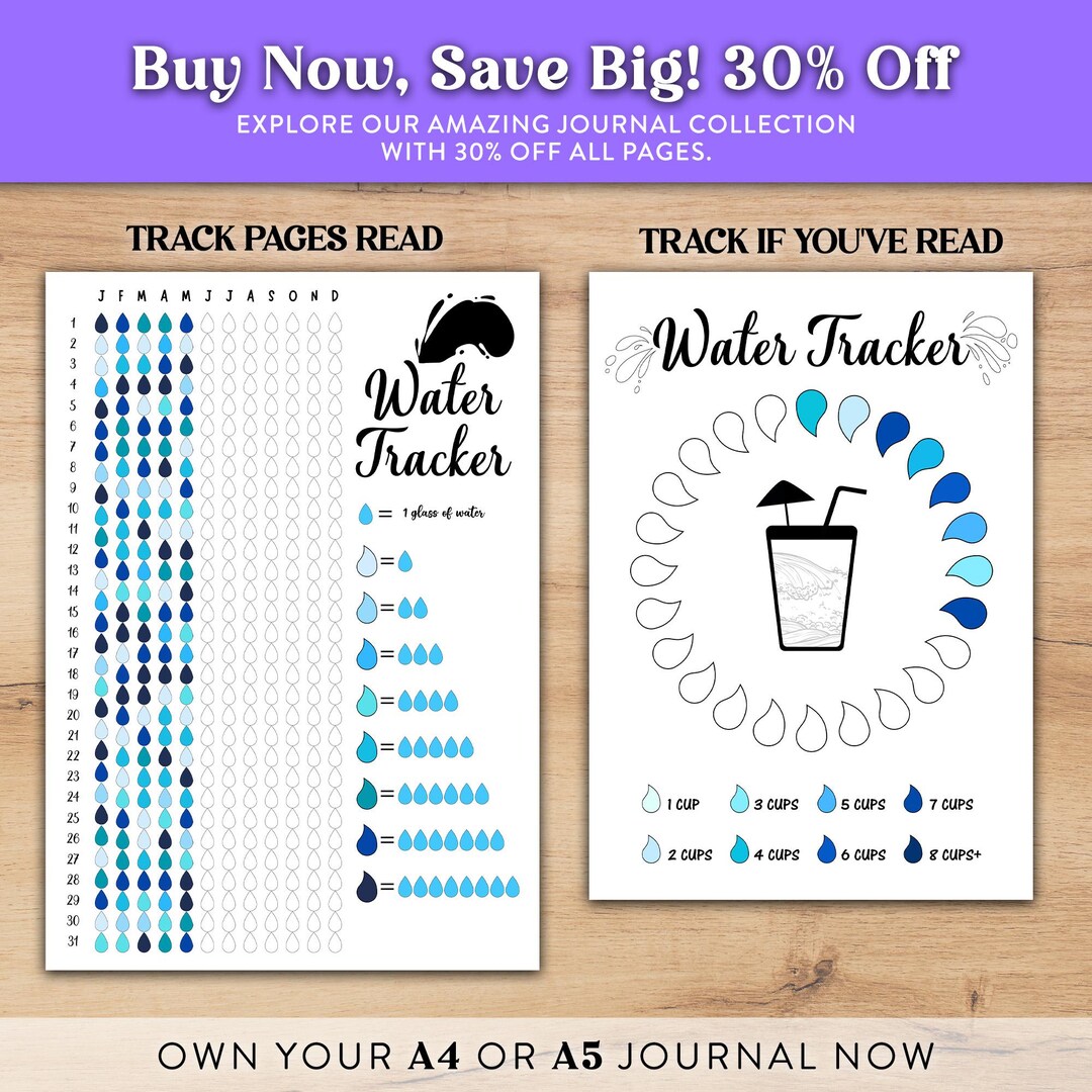 Storage Tracker. Water Water Tracker Printable Journal Page Bundle, Health Tracker, Drink ...