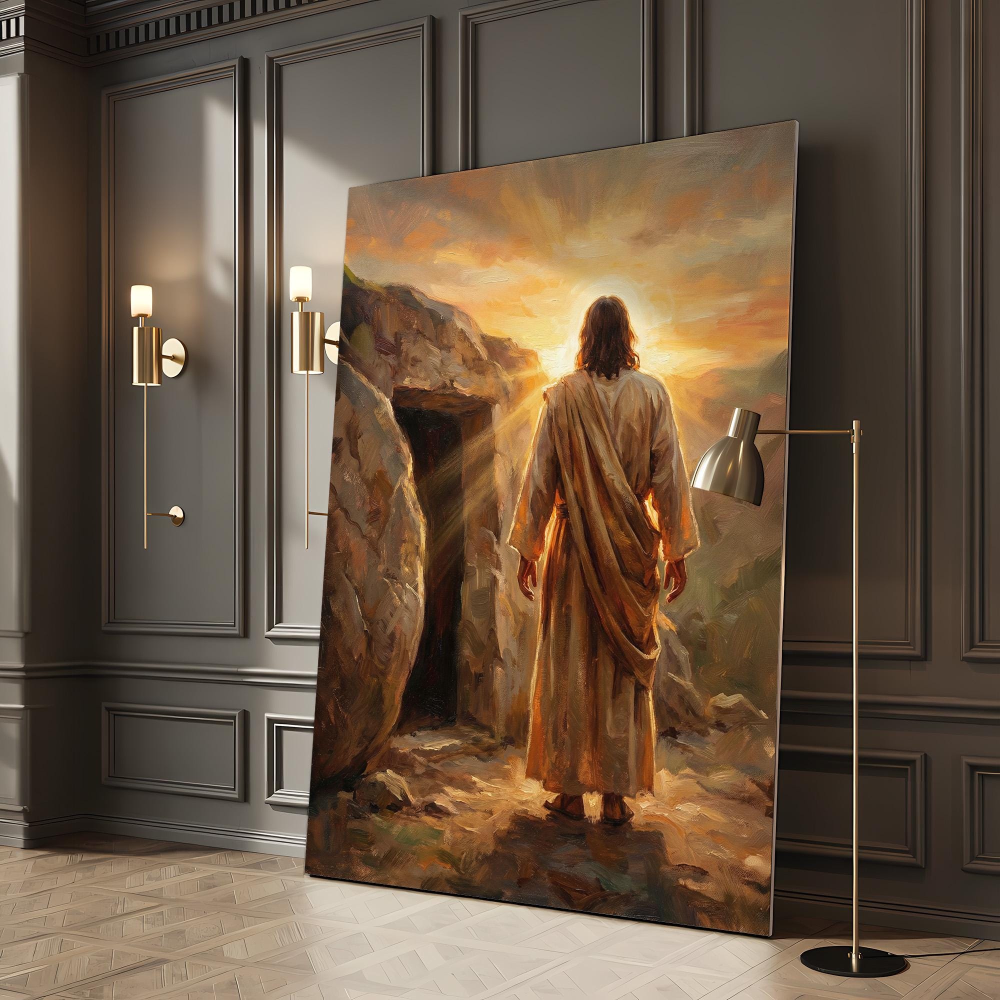 Jesus Resurrection Printable Wall Art, Empty Tomb Christian Painting ...