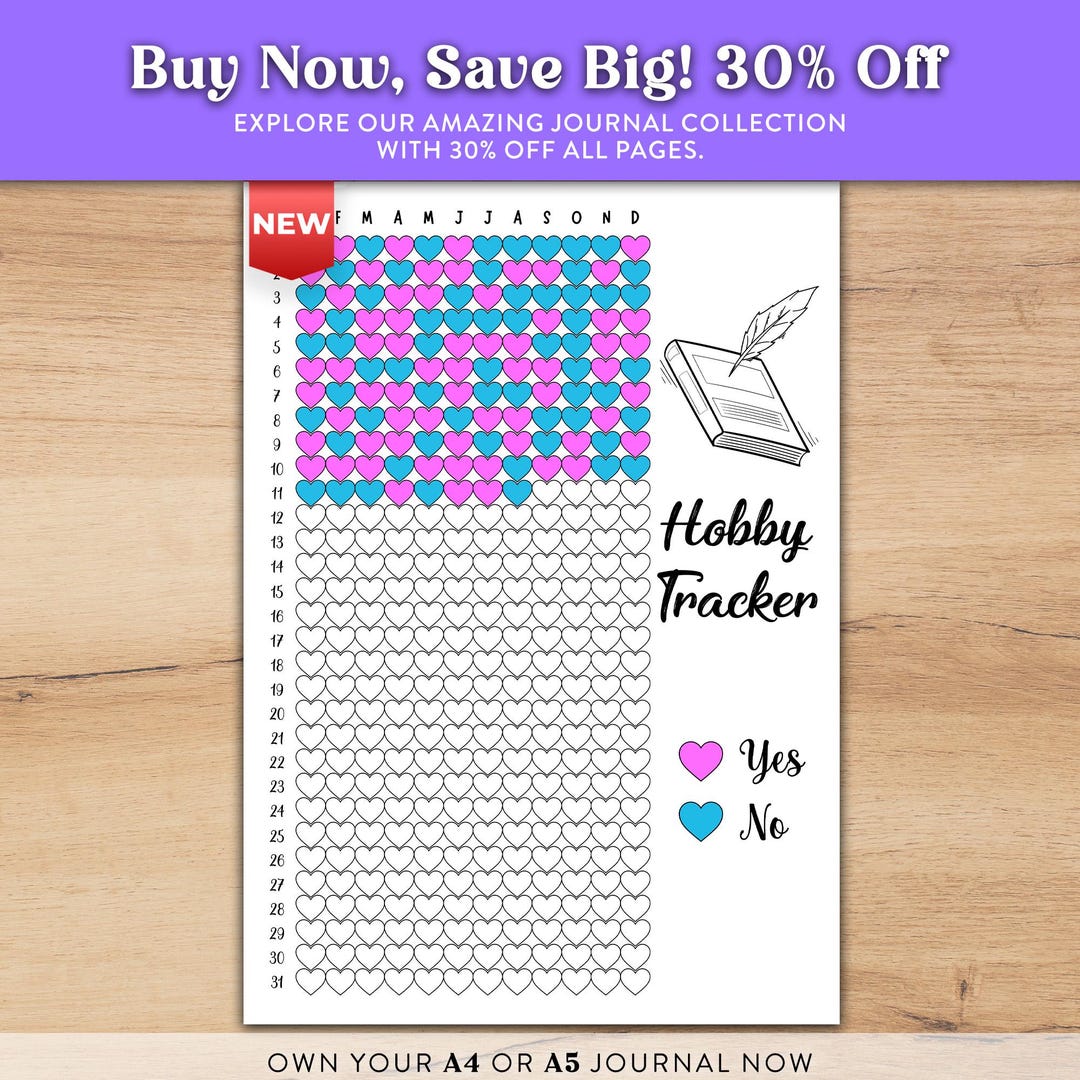 Fun Tracker Pass Hobby Tracker Printable Journal Page – Daily Habit Tracker for Planners ...