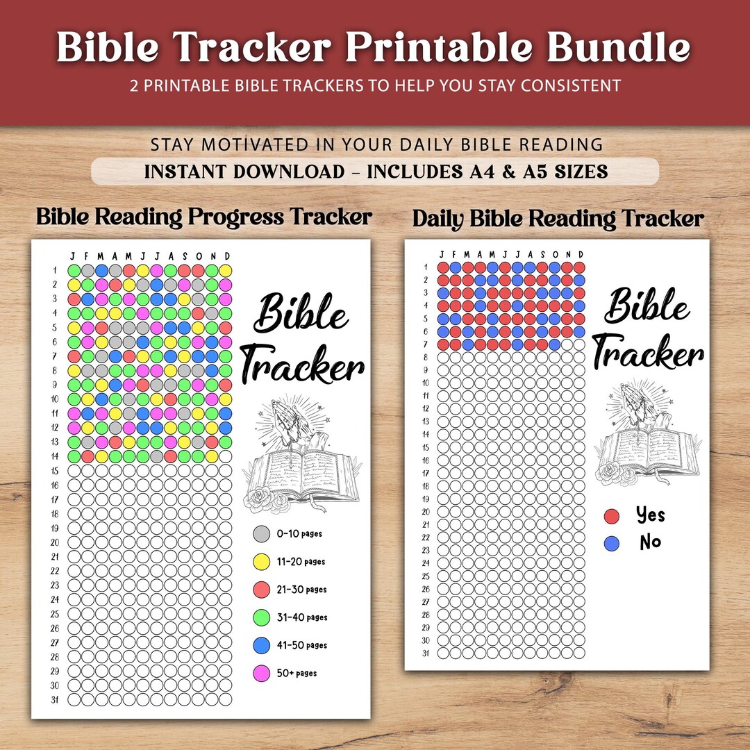 Bible Tracker - PRINTABLE Journal Page – Daily &amp; Progress Reading ...