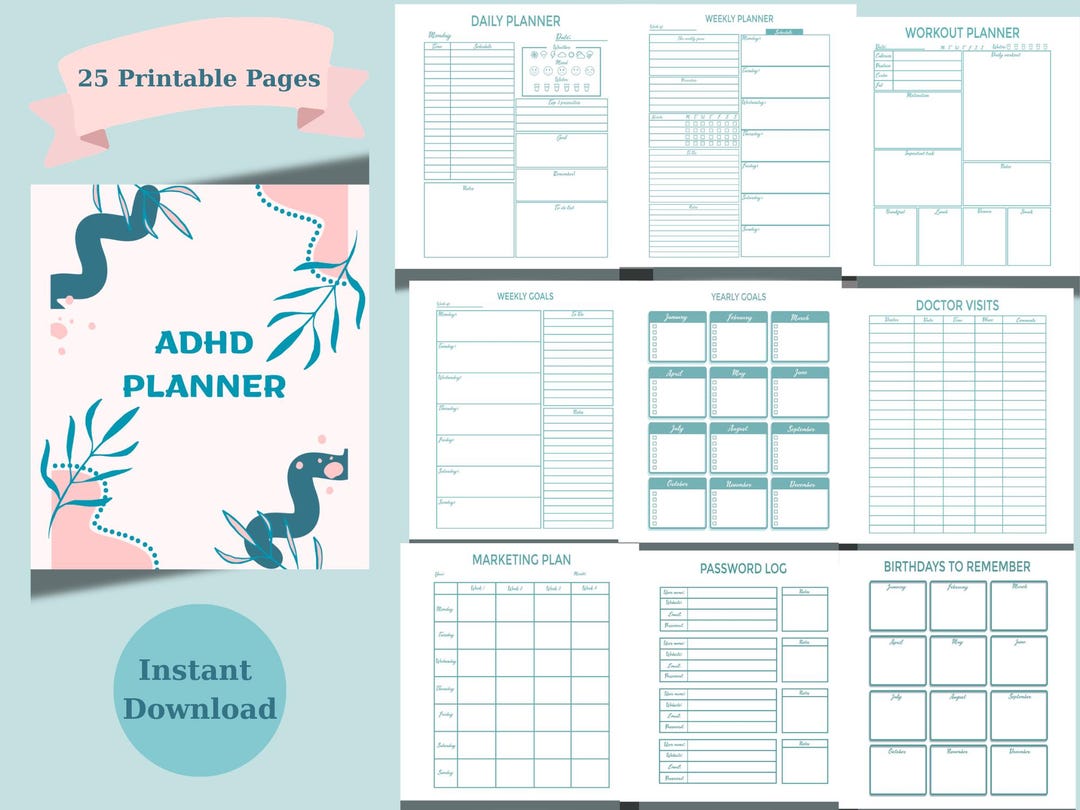 ADHD Planner Printable | Daily Focus Organizer | Executive Function ...