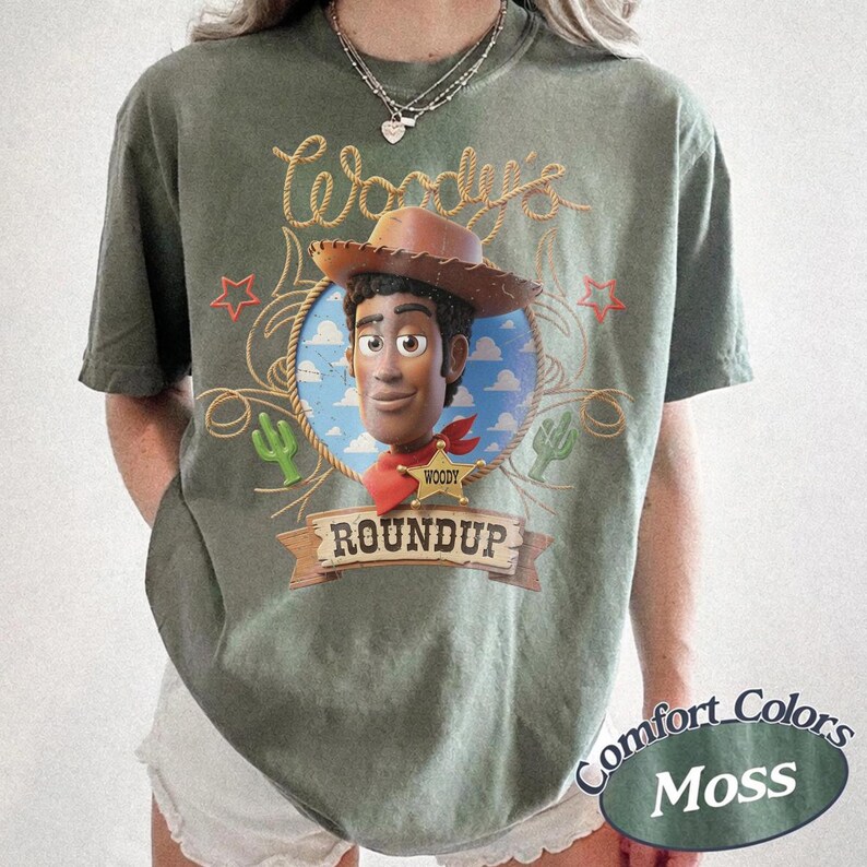 Vintage Sheriff Woody Toy Story Comfort Colors Shirt, Disneyland Trip Apparel, Disney Pixar Woody Cowboy Graphic Tee, Park Vacation Shirts image 4