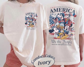 Disney 4th of July Shirt, 250th Semi Quincentennial 1776 2026, Vintage Mickey and Friends America Tee, Comfort Colors We The People Graphic