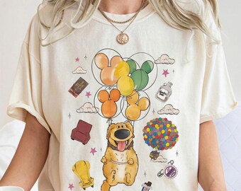 Chemise film Up, t-shirt ballons Mickey Dug the Dog, chemise rétro Adventure Is Out There, t-shirt Animal Kingdom, cadeau Disney couleurs confort