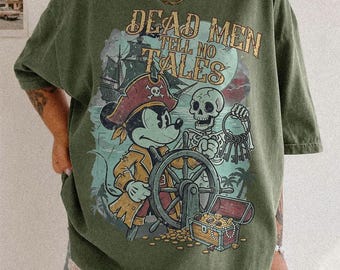 Comfort Colors Vintage Pirates of the Caribbean T-Shirt, Mickey Pirate Dead Men Tell No Tales , Disney 2026 Vacation Halloween Fan Tee Shirt