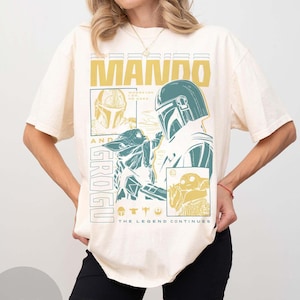 Comfort Colors Retro Mandalorian Grogu Big Thunder Mountain Shirt, Star Wars Father's Day 2026 Tee, Retro Disney Dad and Son Gift Top bild 3