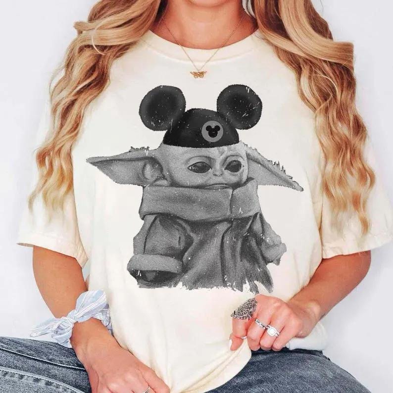 Vintage Star Wars Grogu Mickey Ears Shirt, Hollywood Studios Trip Tee, Disney World Vacation Apparel, Mandalorian Baby Yoda Family Gift image 2
