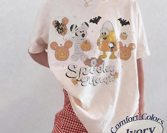 Kokette Bogen Minnie Donald Duck Kürbis Disney Halloween Baby T-Shirt, Micky ist nicht so beängstigend Halloween Party Disney Boy Trip Shirt, Disney World