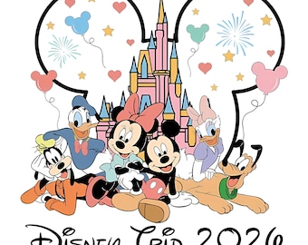 Familienreise 2026 Png-Bundle, Passende Maus und Freunde Png, Magic Castle Mauskopf, Friend Squad Png, Familienurlaub Png, Vacay Mode Png