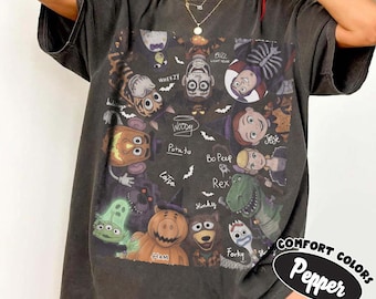 Vintage Disney Toy Story Signature Halloween Shirt, Toy Story Woody Buzz Jessie Retro Pixar Rex Bullseye Shirt,Disney Halloween Vacation Tee