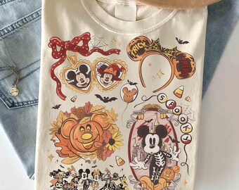 Retro Coquette Bow Disney Skeleton Shirt, Mickey Halloween Party Tee, Spooky Season Trick or Treat Shirt, WDW Disneyland Halloween Tee