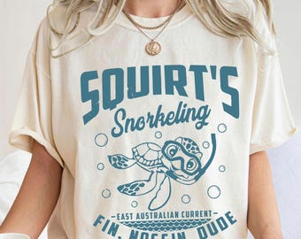 Cute Squirts Snorkeling Sea Turtle Retro T-shirt, Disney Pixar Finding Nemo Matching Tee, WDW Magic Kingdom Disneyland Family Vacation Gift