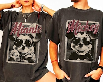 Vintage Mickey Minnie Couple Shirt, Disney Matching Shirts, Retro Disney Tee, Disneyland Trip Tee, Couples Graphic Tee Gift, Family Vacation