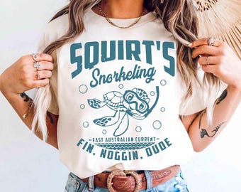 Cute Squirts Snorkeling Sea Turtle Retro T-shirt, Disney Pixar Finding Nemo Matching Tee, WDW Magic Kingdom Disneyland Family Vacation Gift