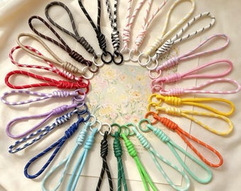 1-100Pcs, Colorful Braided Wrist Lanyard, Handmade Key Wristlet Strap, Phone & Bag Charm, 28 Colors