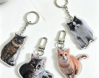 Personalized Pet Photo Keychain, Custom Cat Dog Keyring, Memorial Gift, Gift for Pet Lovers