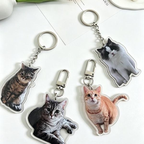Personalized Pet Photo Keychain, Custom Cat Dog Keyring, Memorial Gift, Gift for Pet Lovers