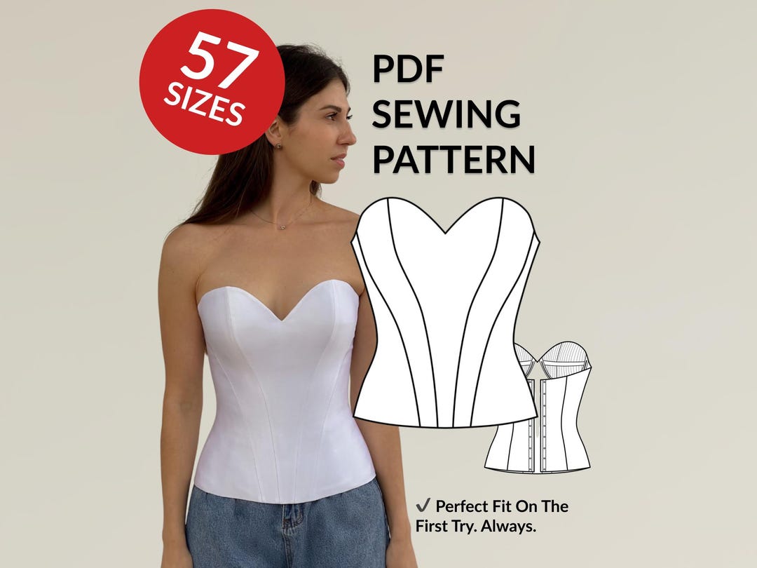 Corset With Quilted Cups and 4 Curves, 57 Sizes (sewing Pattern Files ...