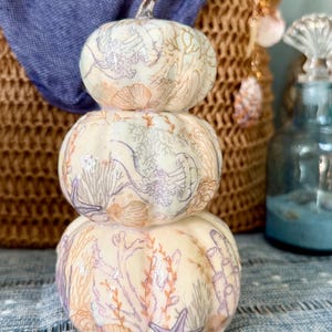 Handmade Stacked Pumpkins | Coastal or Halloween Fall Decor (6" Tall)