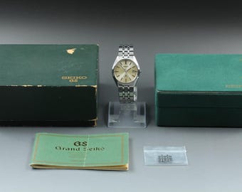 Vintage 1989 n mint / full set grand seiko 9587-8000 champagne dial quartz mens