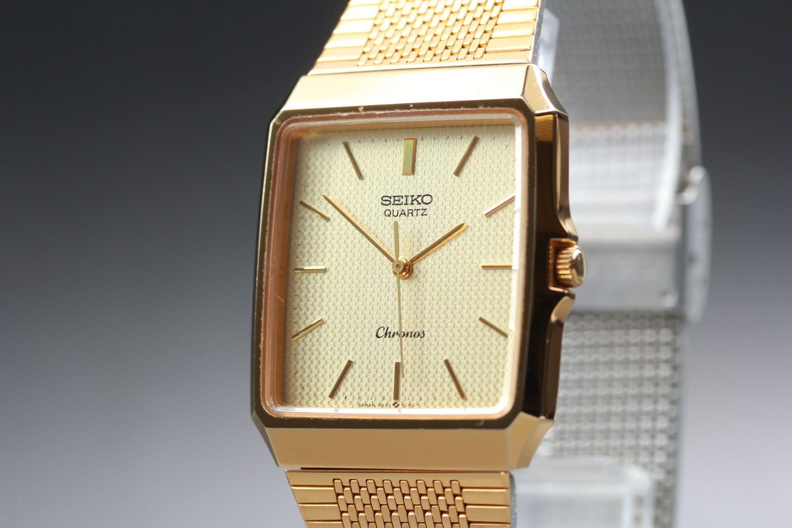 Vintage 1987 Near Mint Seiko Chronos 9021-5220 Gold 29mm Quartz