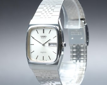 Vintage 1987 near mint seiko majesta 9063-501a silver kanji day date  qz men's