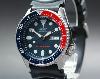 Vintage near mint seiko diver's 7s26-0020 ska0090 pepsi day date at men's watch