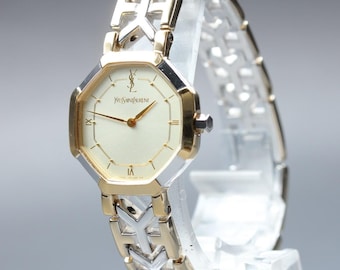 Vintage n mint  yves saint laurent 2200-241762 gold octagon quartz women's watch