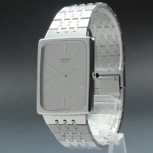Reloj de pulsera vintage Seiko Credor 6020-5190 Tank rectangular de cuarzo para hombre, de 1989, en estado casi impecable.