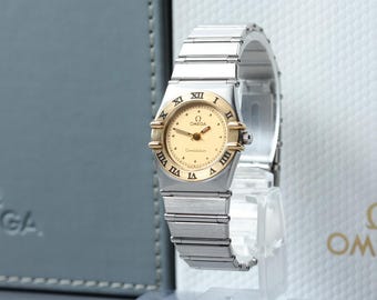 Vintage 1993 n mint / box paper omega constellation cal.1455 795.1080.1 women's