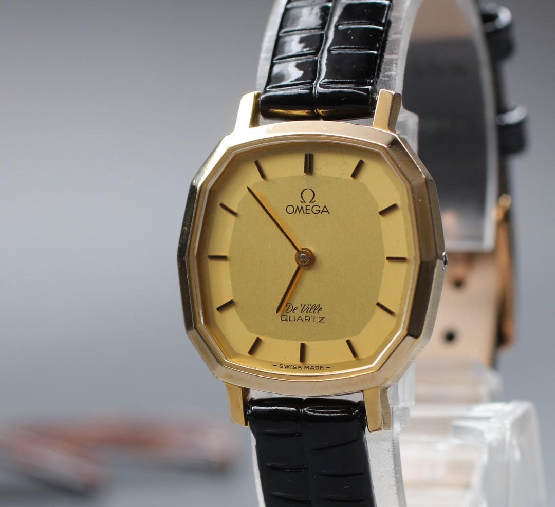 Vtg 1980 [n Mint] Omega De Ville Cal.1365 Decagon Dial Gold Women's ...