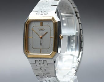 Vintage 1981 near mint seiko twin quartz 9441-5010 gold silver men's watch japan