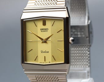 Vintage 1985 near mint seiko dolce 9521-5170 gold two tone 27mm qz men's watch